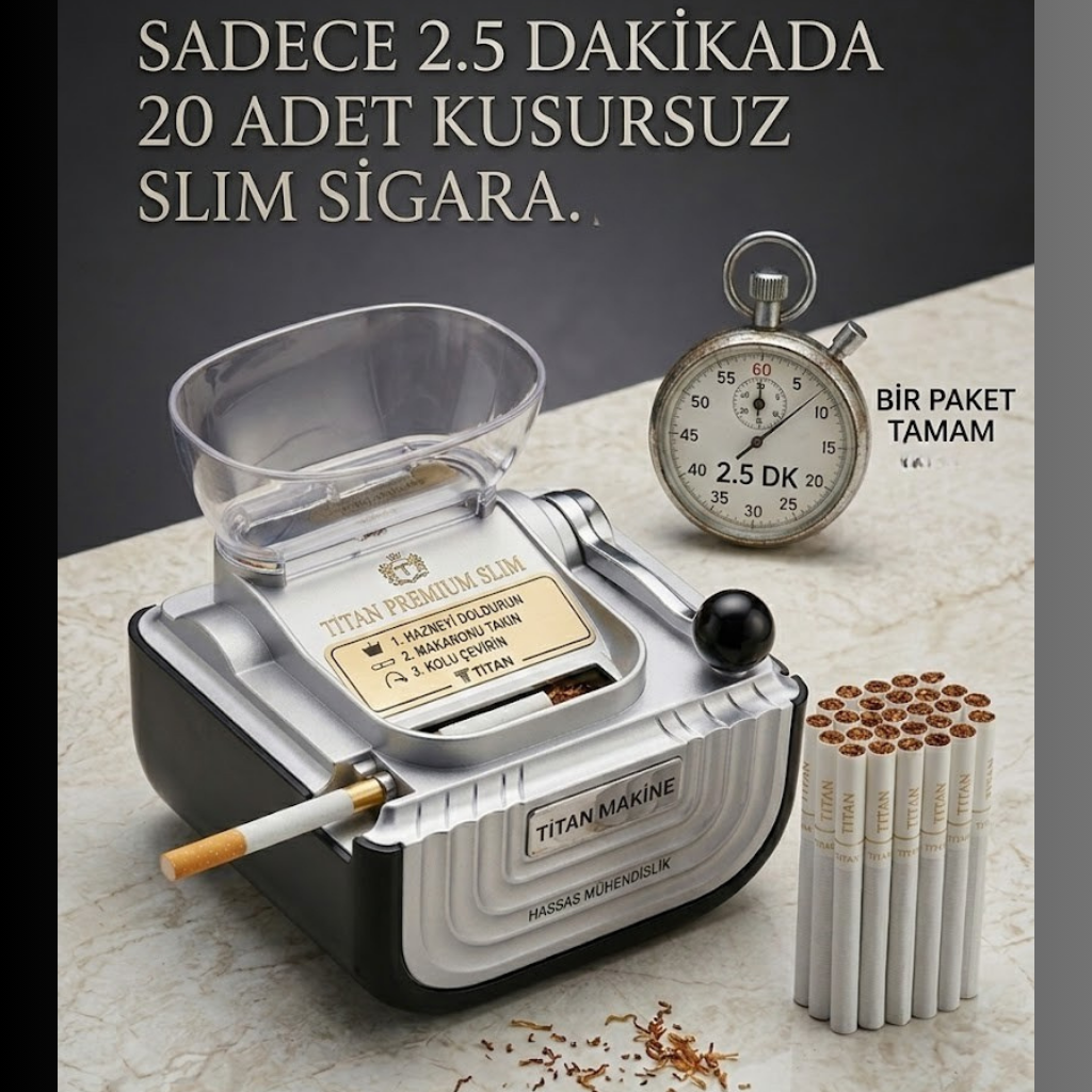 Titan Makine Profesyonel Elektrikli Kollu  Sigara Sarma Makinesi