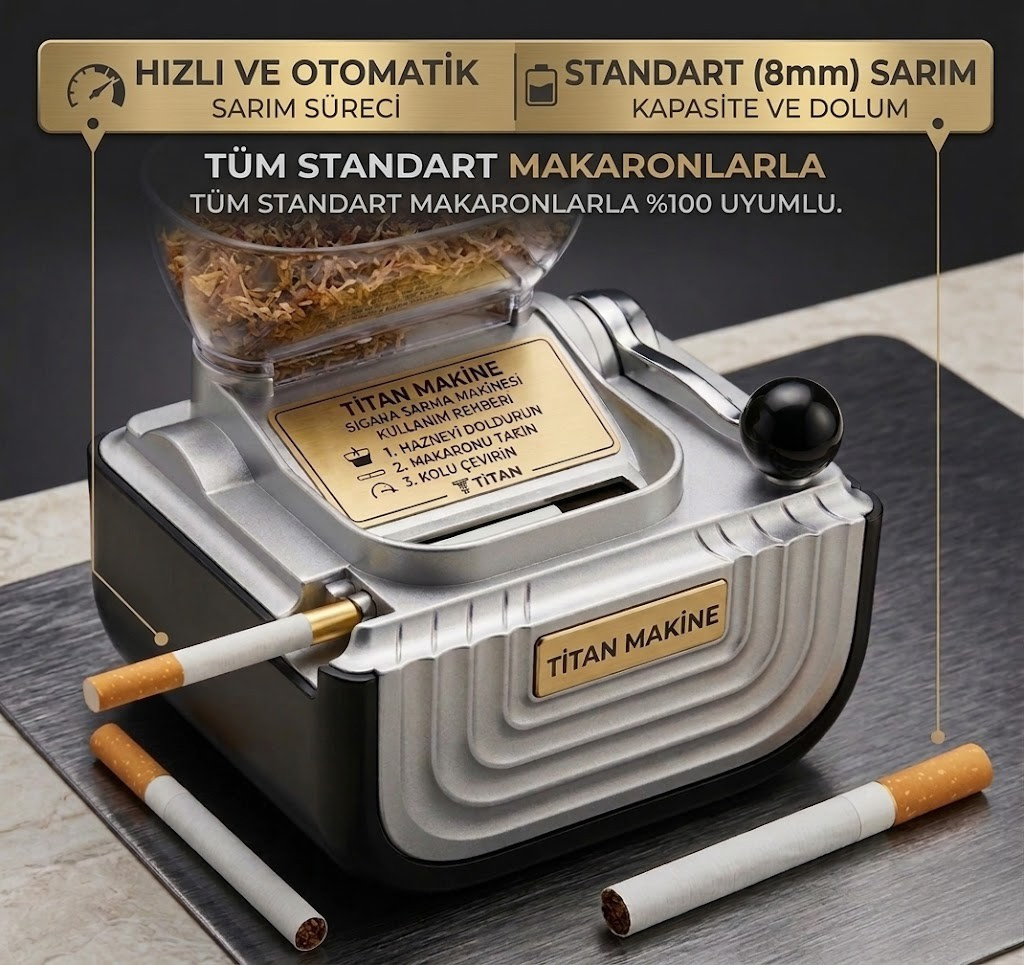 Titan Makine Profesyonel Elektrikli Kollu  Sigara Sarma Makinesi